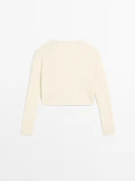 100% cotton cable-knit cardigan