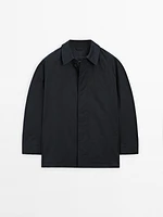 Short cotton blend trench coat
