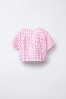 GINGHAM FLORAL PATCH SHIRT