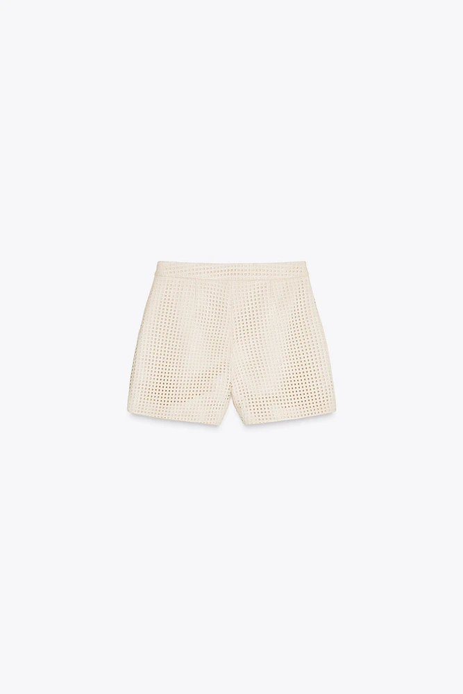 FAUX SUEDE EYELET SHORTS