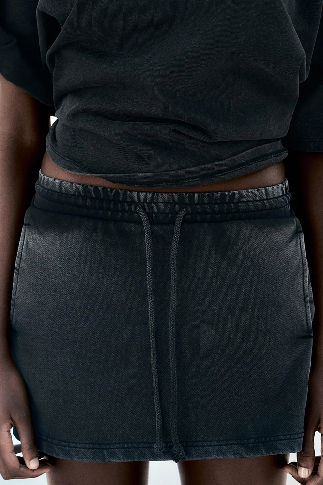 WASHED HEAVY COTTON MINI SKIRT
