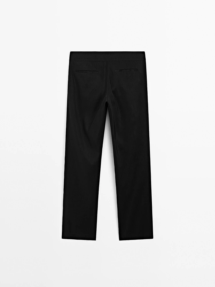 Straight-leg low-rise stretch trousers