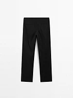 Straight-leg low-rise stretch trousers