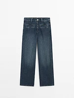 High-waist wide-leg jeans with pockets