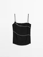 Top with contrasting topstitching