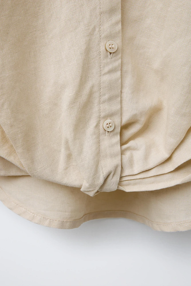 LINEN GATHERED SHIRT