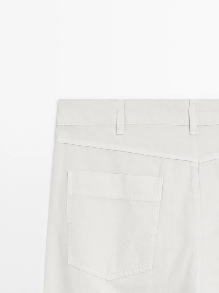 Lightweight relaxed fit denim-effect trousers