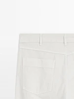 Lightweight relaxed fit denim-effect trousers