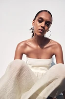 COMBINATION STRAPLESS MIDI DRESS