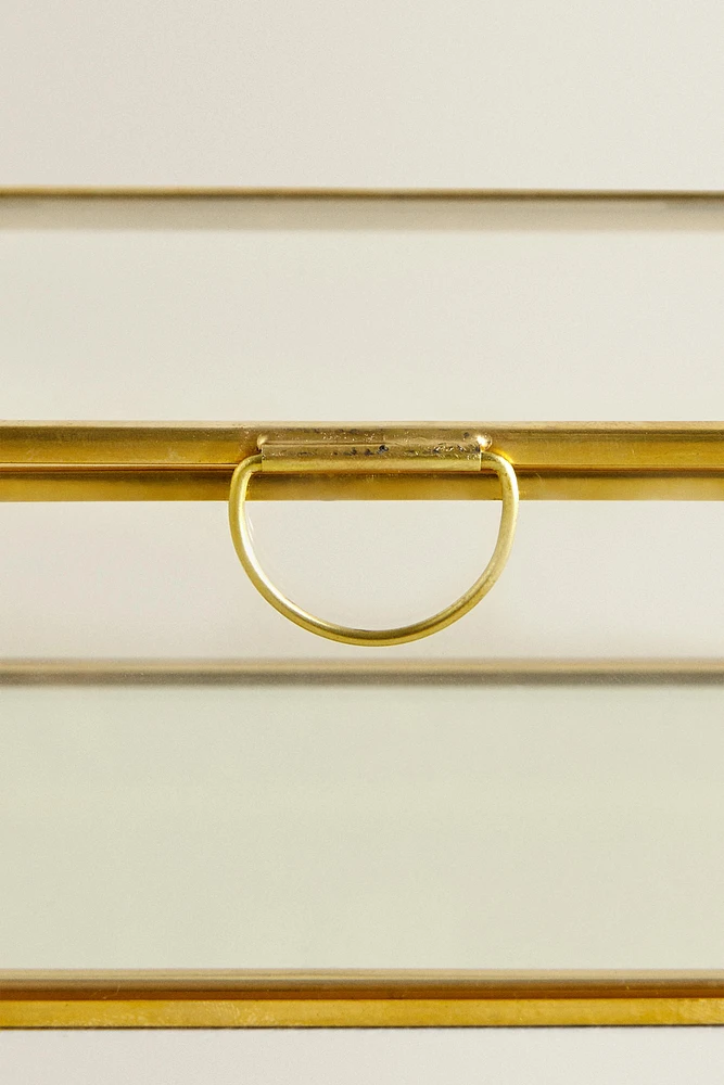 GLASS JEWELRY BOX WITH METAL BORDER
