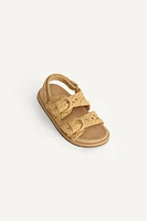 RAFFIA-EFFECT BUCKLE SANDALS