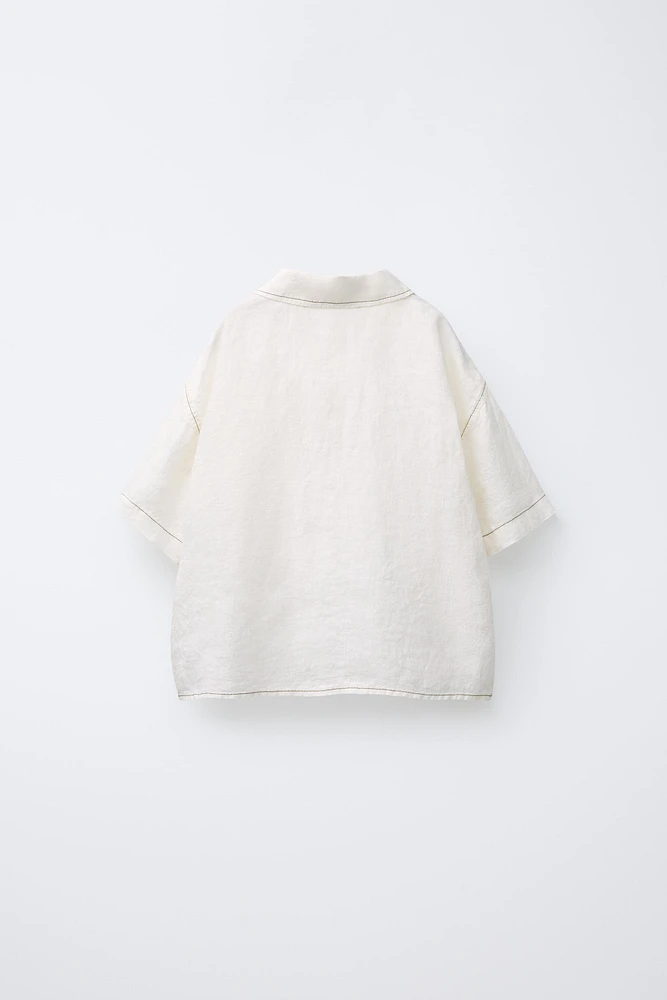 CHEMISE CONTRASTE 100 % LIN