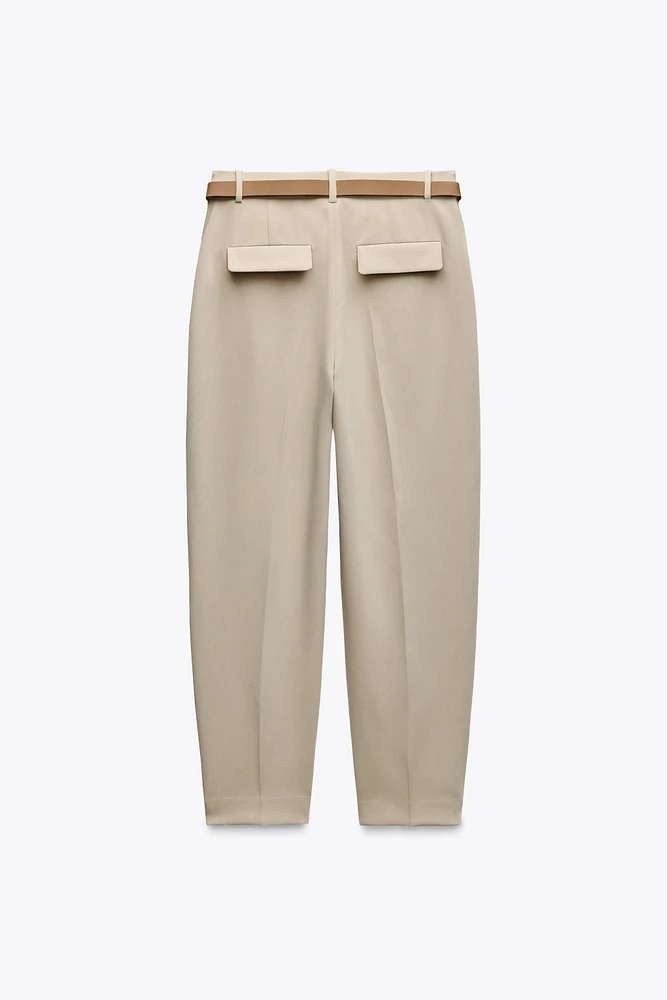 PLEATED BELTED PANTS