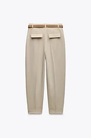 PLEATED BELTED PANTS
