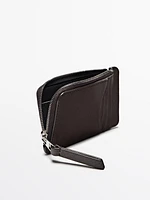 Nappa leather zipped card holder