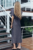 GOLD APPLIQUÉ MIDI DRESS
