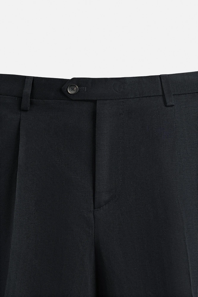 PANTALON DE COSTUME À CHEVRONS LIN ET COTON