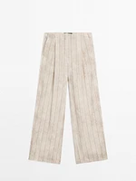 Straight-leg striped flowing trousers