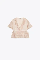 EMBROIDERED RUFFLED TOP
