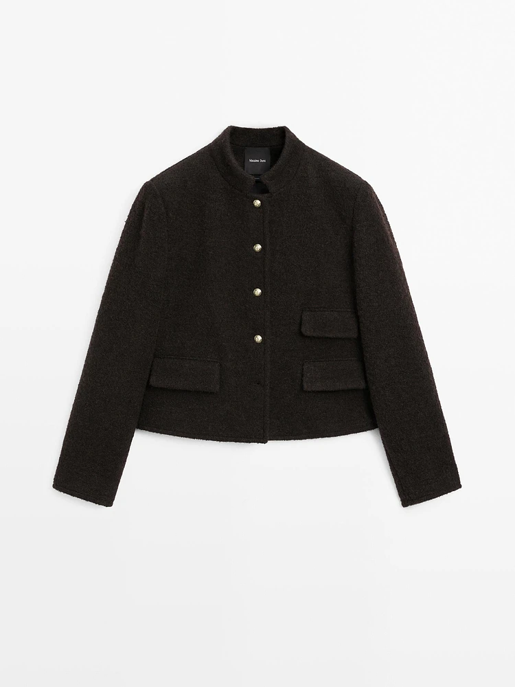 Short jacket with rhinestone buttons