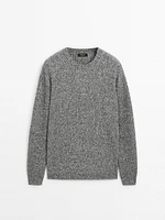 Wool blend mouliné knit sweater