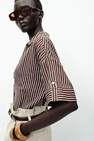 LINEN BLEND CROPPED SHIRT