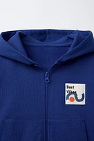 HOODED ZIP-UP SWEATSHIRT WITH LABEL
