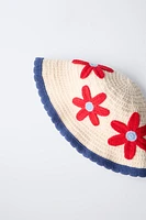 BONNET EN MAILLE CROCHET FLEURS