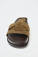 LEATHER PLATFORM SLIDES
