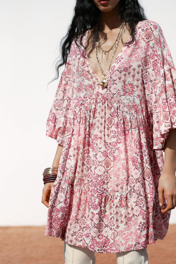 ROBE IMPRIMÉE À MANCHES BOUFFANTES