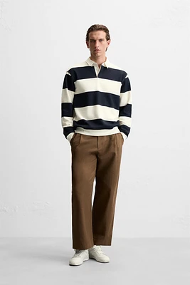 CONTRAST COLLAR POLO SWEATSHIRT