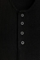 RIBBED MIDI BUTTON DRESS