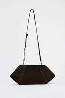SPLIT LEATHER TOPSTITCH CLUTCH