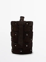 Sac seau à clous en croûte de cuir
