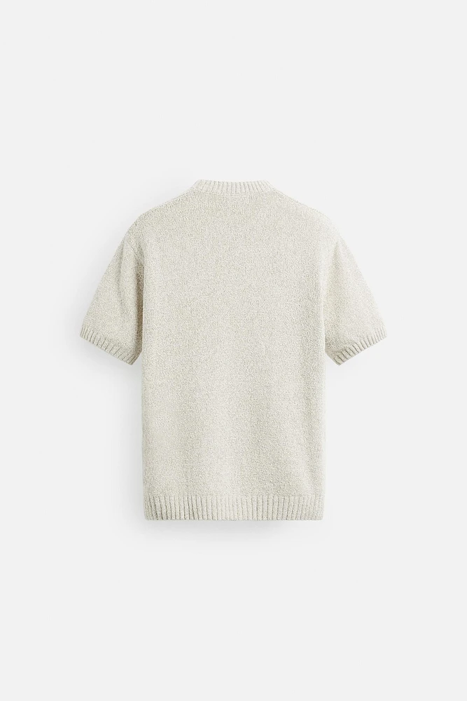 BOUCLÉ TEXTURED KNIT T-SHIRT