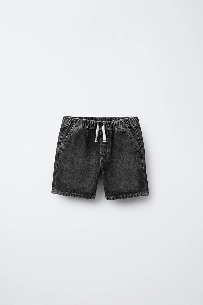 DENIM SHORTS WITH DRAWSTRING