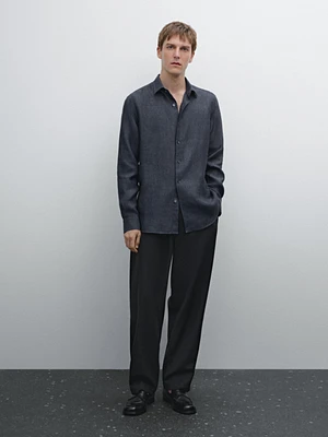 Slim fit faded 100% linen shirt