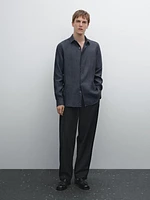 Slim fit faded 100% linen shirt
