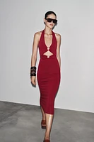 CUT OUT KNIT MIDI DRESS