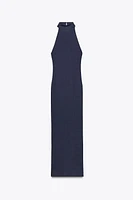 ROBE LONGUE HALTER PLISSÉE