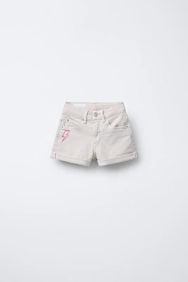 EMBROIDERED DENIM SHORTS