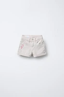 EMBROIDERED DENIM SHORTS