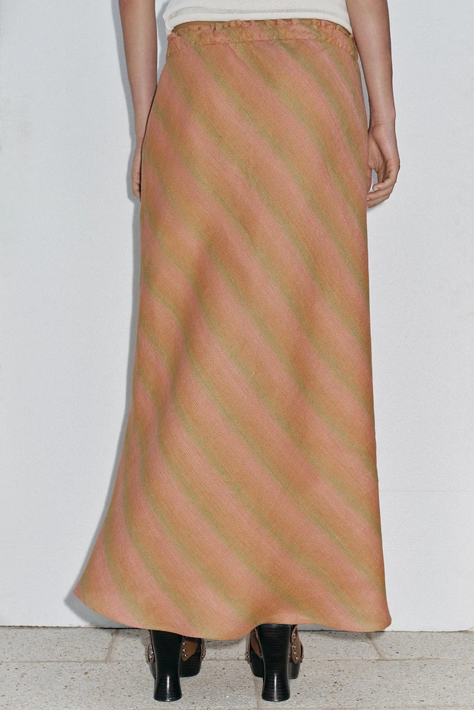 ZW COLLECTION 100% LINEN MIDI SKIRT