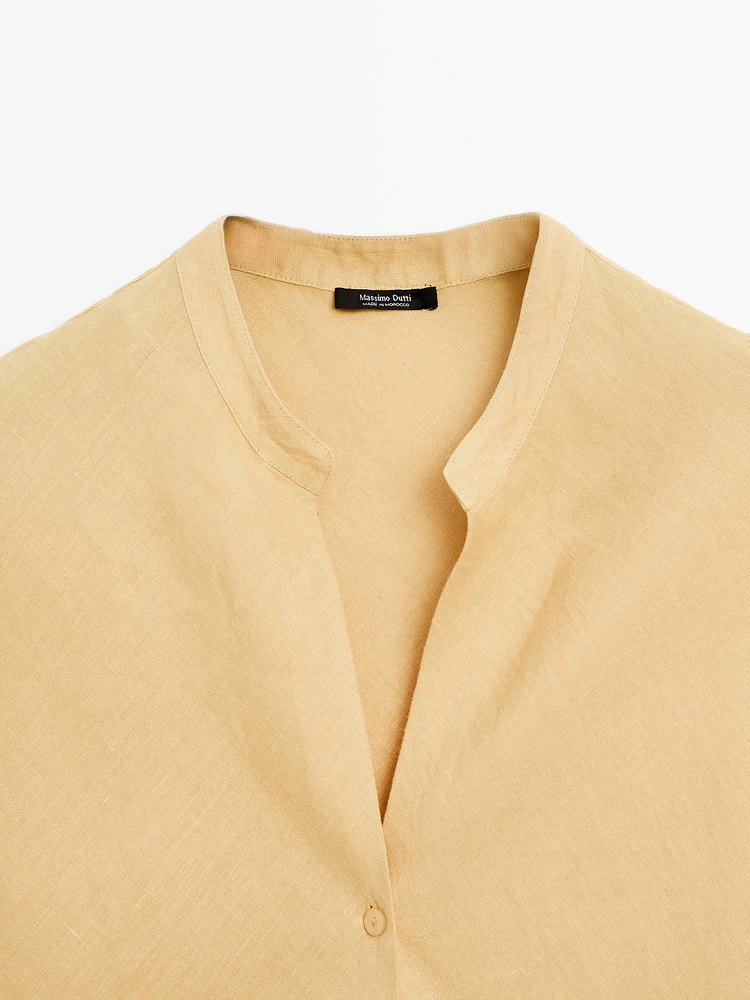 100% linen flowing blouse with open neck