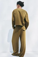 PANTALON À PINCES EN MÉLANGE DE LIN COLLECTION ZW