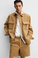 PLEATED FAUX SUEDE SHORTS