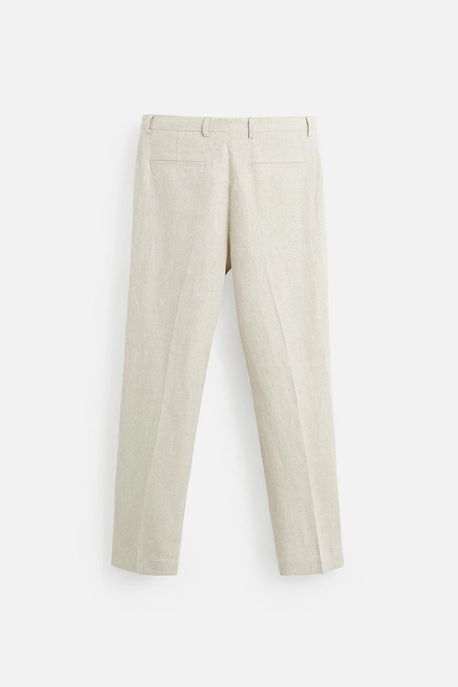 PANTALON 100 % LIN PLIS