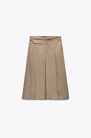 CHECKERED PLEATED MIDI SKIRT