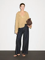 100% cotton mid-rise wide-leg jeans