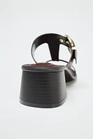 WIDE HEELED LEATHER SANDALS